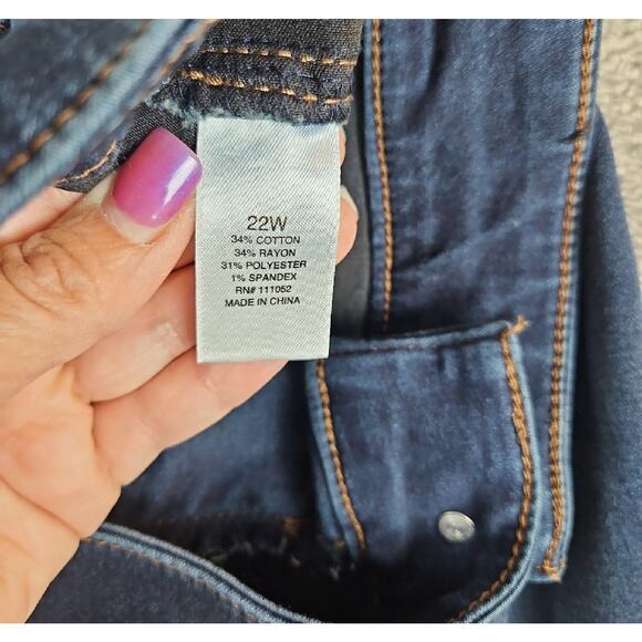 A.N.A Jegging Women 22W Blue Mid-Rise Stretch Denim Pants Plus Size Pull-On - Picture 5 of 10